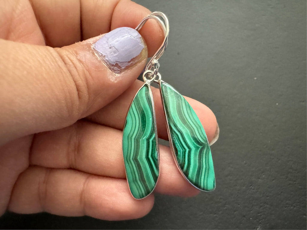Malachite earrings / 925 sterling silver / natural stone jewelry/ gifts for women