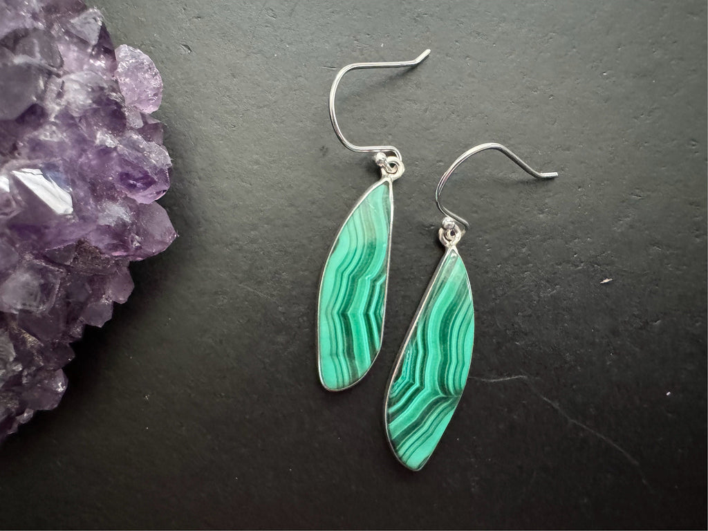 Malachite earrings / 925 sterling silver / natural stone jewelry/ gifts for women