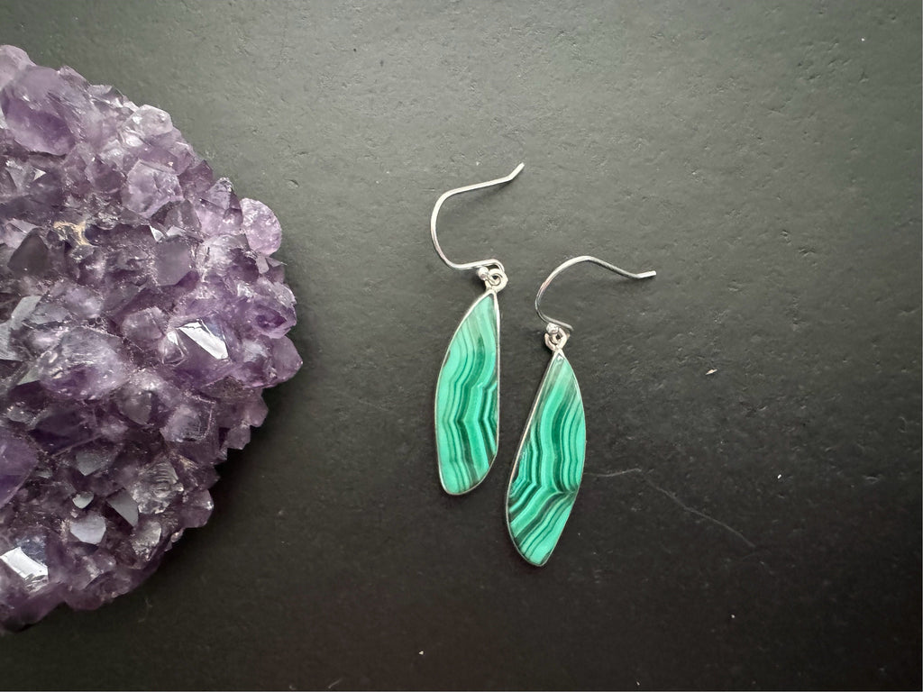 Malachite earrings / 925 sterling silver / natural stone jewelry/ gifts for women