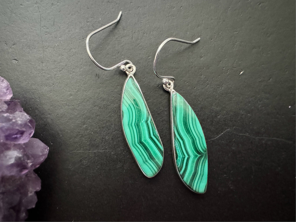 Malachite earrings / 925 sterling silver / natural stone jewelry/ gifts for women