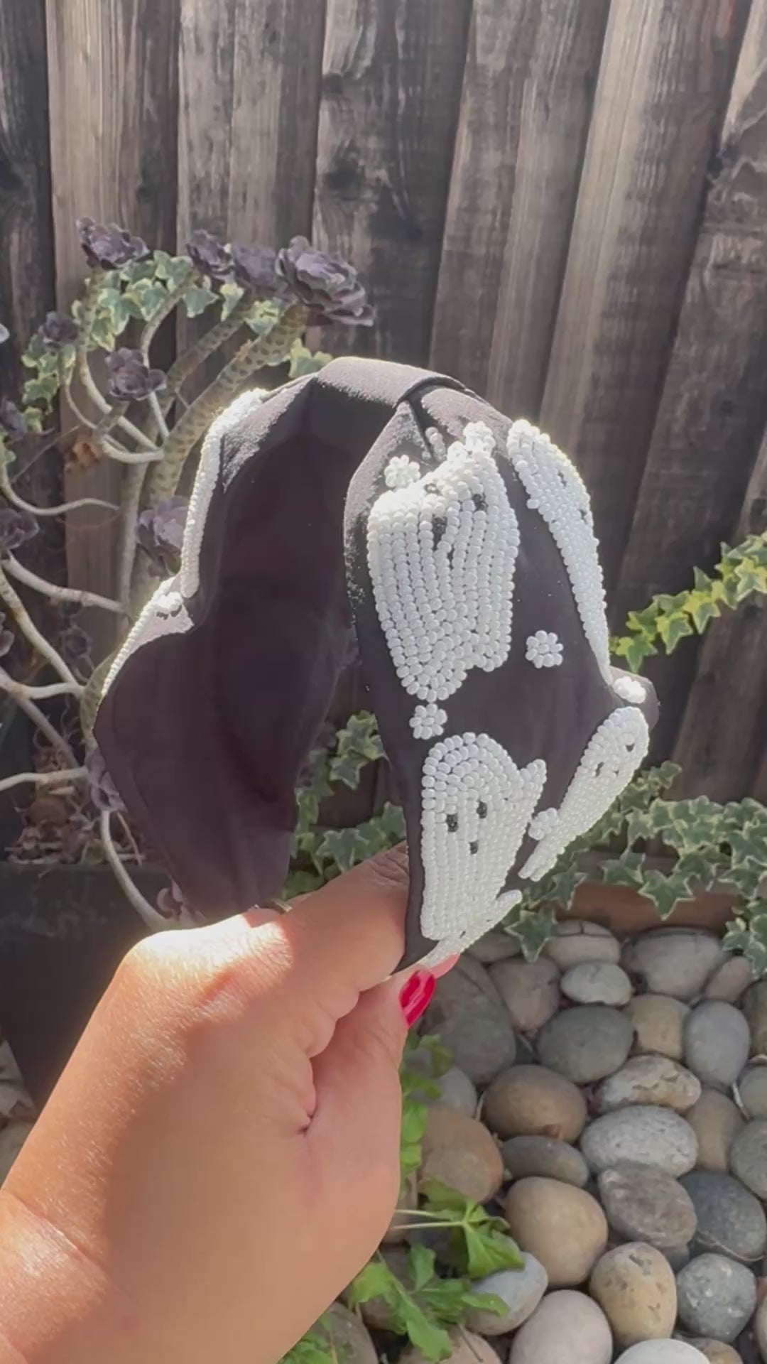 Halloween Statement headband, Handmade Knot Headband, Wide Knot Headband, Embellished Knot Headband, Seed Bead Headband