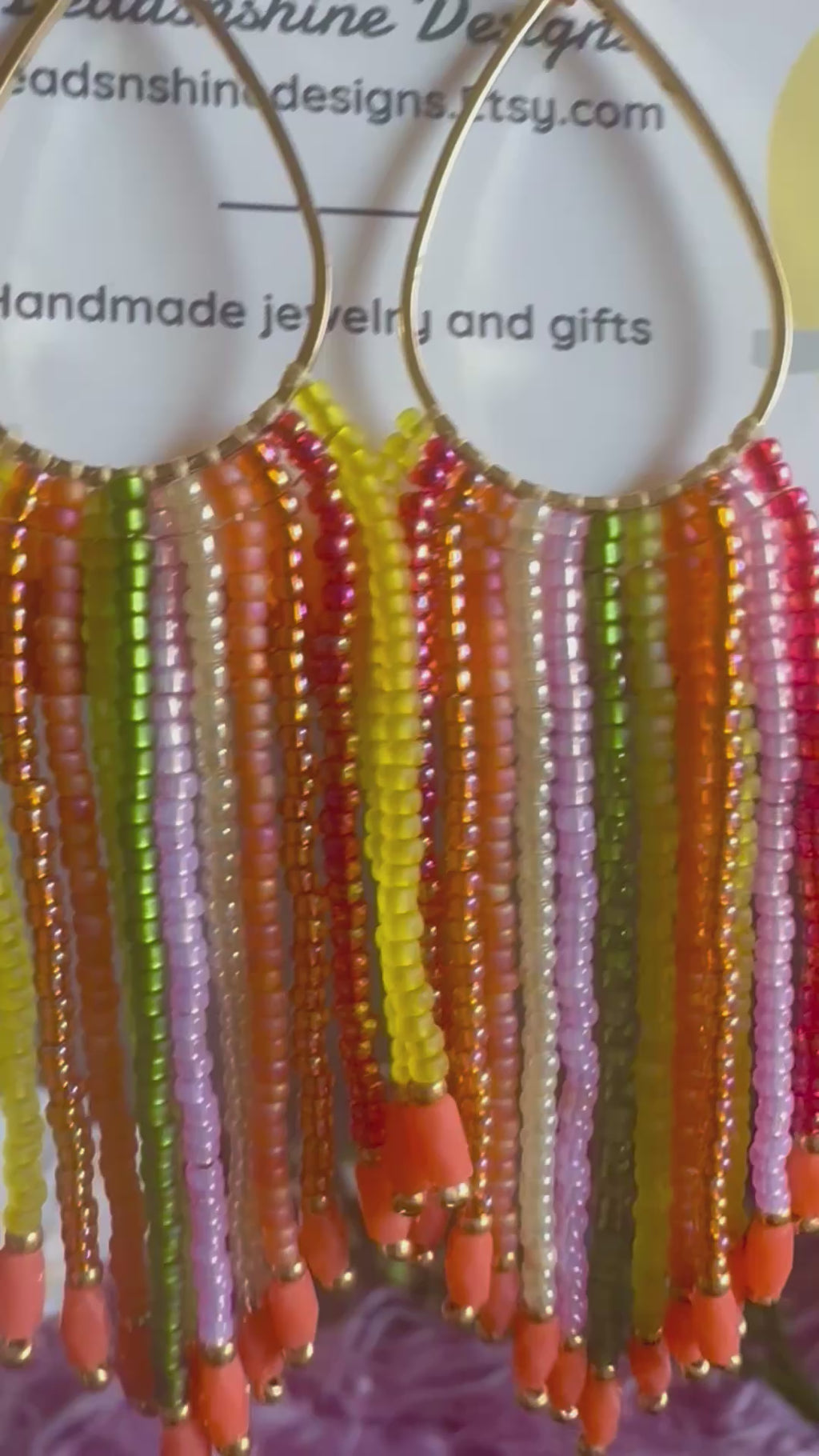 Handmade fringe beaded earrings,boho earrings, seed bead earrings, gift for women